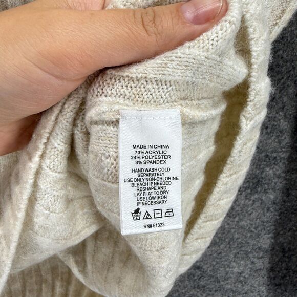 Unbranded Sweater Pullover Women M Medium Beige Knit Cowl Neck Long Sleeve - Picture 5 of 6